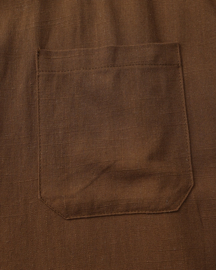 Men’s Mandarin Collar Shirt – Relaxed Fit Textured Cotton Shirt